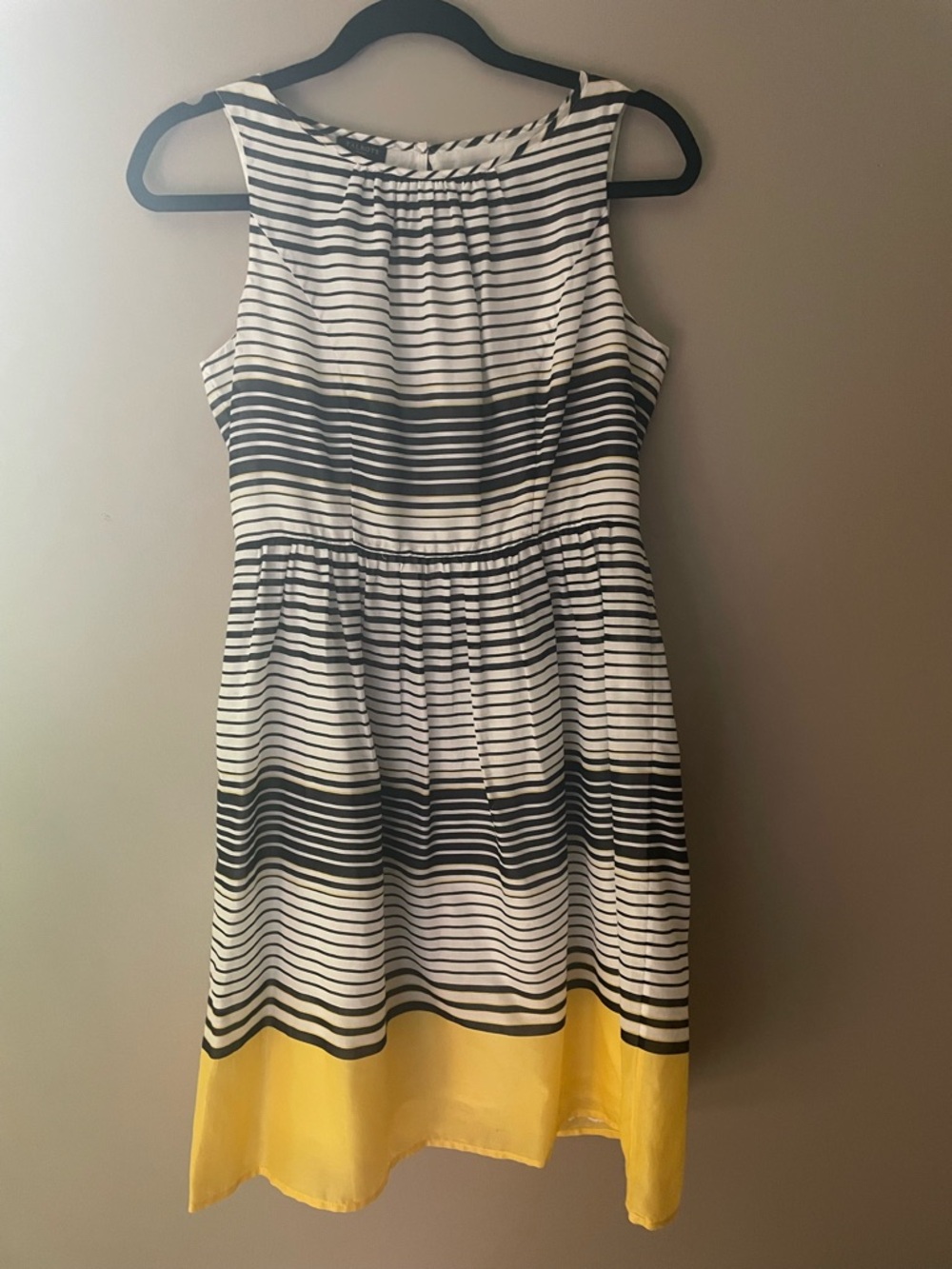 Talbots White and Black Striped Top with Yellow Accent - 6P